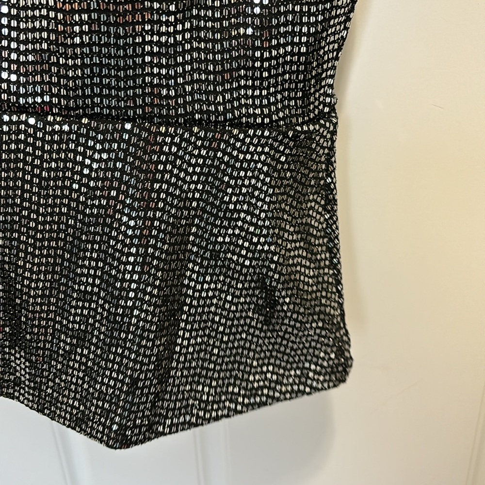 Cache Silver Sequin Top, Size Small - image 3